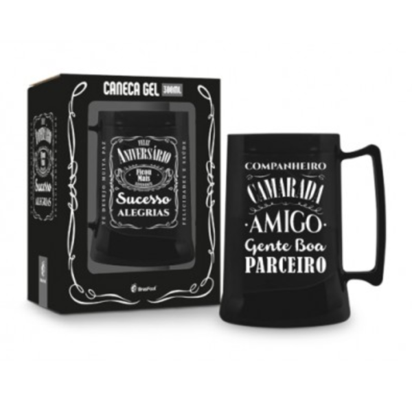 CANECA GEL 300ML TEMAS - FELIZ ANIVERSÁRIO AMIGO