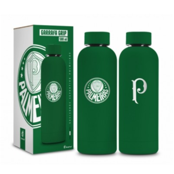 GARRAFA TÉRMICA GRIP 500ML EMBORRACHADO TIMES - PALMEIRAS