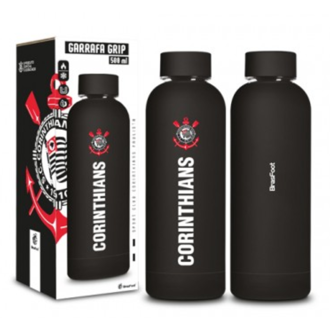 GARRAFA TÉRMICA GRIP 500ML EMBORRACHADO TIMES – CORINTHIANS